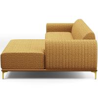 Sofá 4 Lugares Chaise Direito Sala Molino 265cm D02 Pés de ouro Prime Bouclê Mostarda Pb-03 - 2