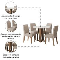 Conjunto De Mesa Sala De Jantar Athenas Redonda 4 Cadeiras Trieste Cedro / Off White / Areia Dobuê - 3