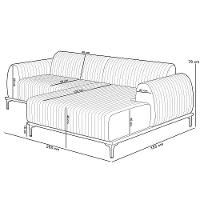 Sofá 4 Lugares Chaise Direito Sala Molino 265cm D02 Pés de ouro Bouclê Creme B-54 - 3