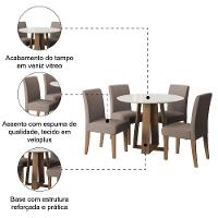 Conjunto De Mesa Sala De Jantar Athenas Redonda 4 Cadeiras Trieste Cedro / Off White / Mascavo Dobuê - 3