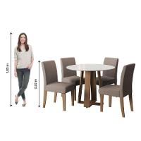 Conjunto De Mesa Sala De Jantar Athenas Redonda 4 Cadeiras Trieste Cedro / Off White / Mascavo Dobuê