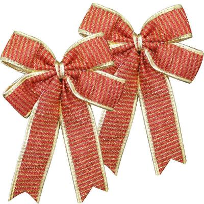 Kit 4 Enfeite árvore De Natal Laço Vermelho E Dourado 30cm
