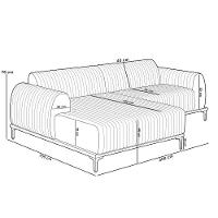 Sofá 5 Lugares Chaise Esquerdo Sala Molino 300cm D02 Pés de ouro Prime Bouclê Mostarda Pb-03 - 7