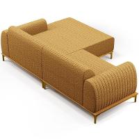 Sofá 5 Lugares Chaise Direito Sala Molino 350cm D02 Pés de ouro Prime Bouclê Mostarda Pb-03 - 6