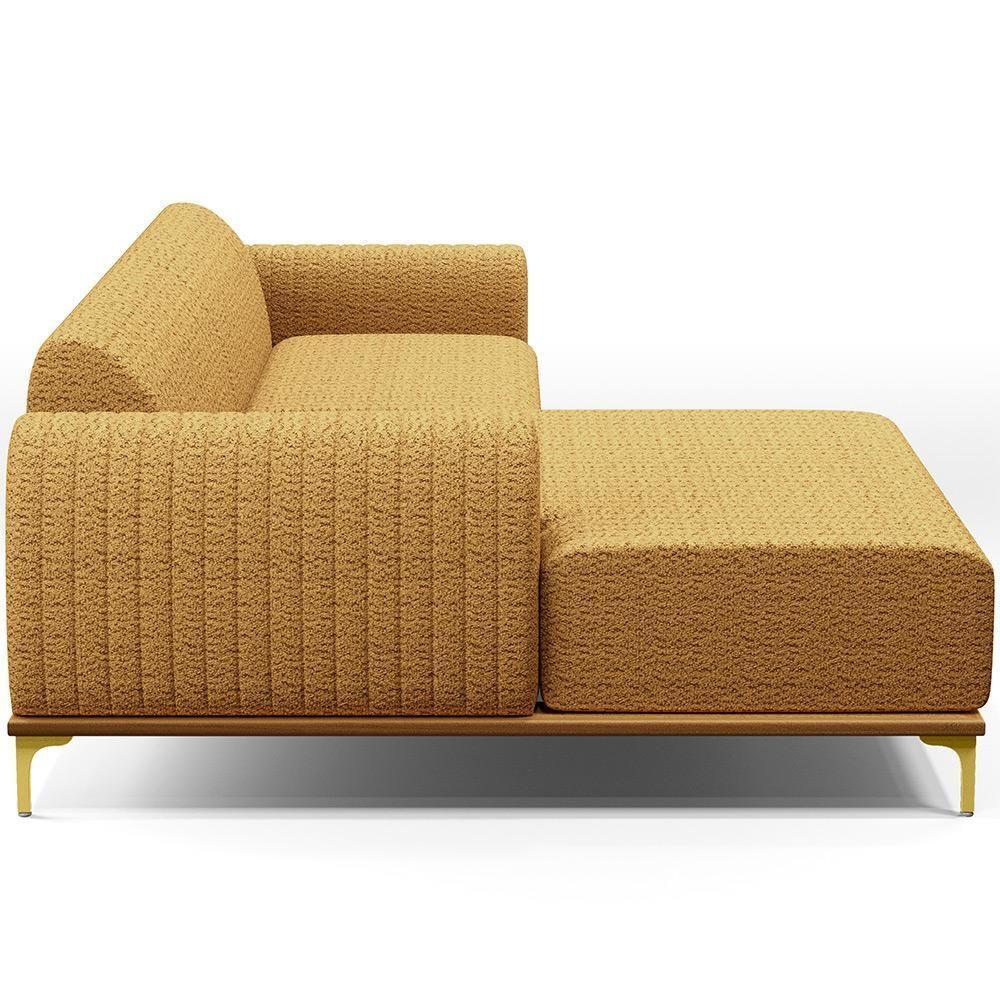 Sofá 5 Lugares Chaise Esquerdo Sala Molino 350cm D02 Pés de ouro Prime Bouclê Mostarda Pb-03 - 2