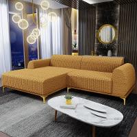Sofá 5 Lugares Chaise Esquerdo Sala Molino 350cm D02 Pés de ouro Prime Bouclê Mostarda Pb-03 - 6