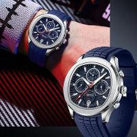 Relógio De Pulso De Quartzo Impermeável Masculino Casual Luminoso Azul - 2