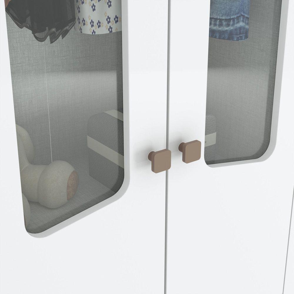 Quarto Bebê Guarda Roupa 4 Pts Cômoda Berço Aurora Casa 812 Branco Com Jequitibá Hp - 3