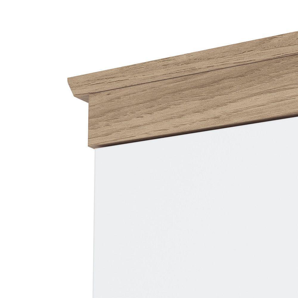 Quarto Bebê Guarda Roupa 4 Pts Cômoda Berço Aurora Casa 812 Branco Com Jequitibá Hp - 6