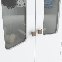 Quarto Bebê Guarda Roupa 4 Pts Cômoda Berço Aurora Casa 812 Branco Com Jequitibá Hp - 3