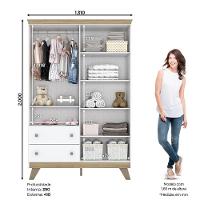 Quarto Bebê Guarda Roupa 4 Pts Cômoda Berço Aurora Casa 812 Branco Com Jequitibá Hp - 9