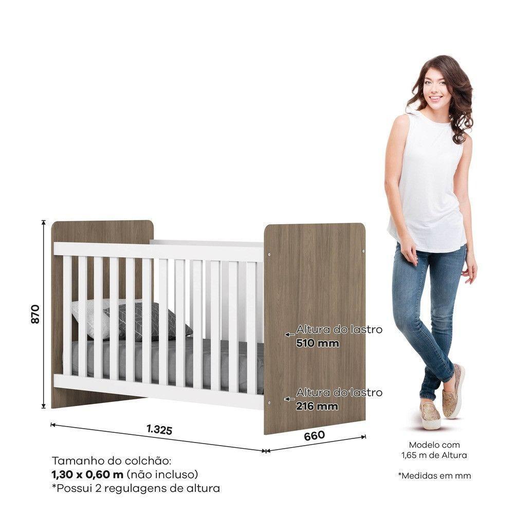 Quarto Bebê Guarda Roupa 4 Pts Cômoda Berço Sophia Casa 812 Rústico Com Branco - 8