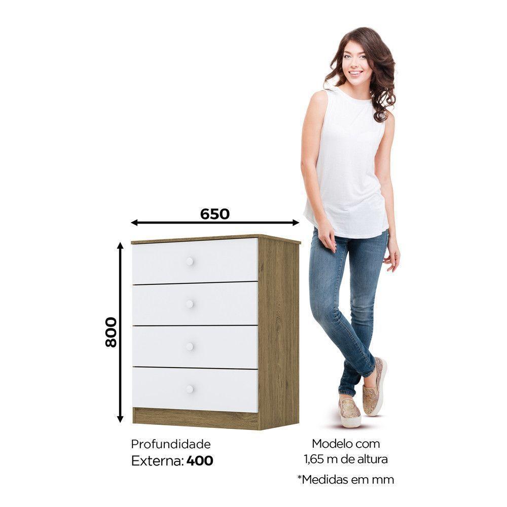 Quarto Bebê Guarda Roupa 4 Pts Cômoda Berço Sophia Casa 812 Rústico Com Branco - 9
