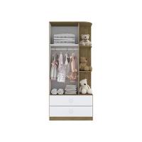 Quarto Bebê Guarda Roupa 4 Pts Cômoda Berço Sophia Casa 812 Rústico Com Branco