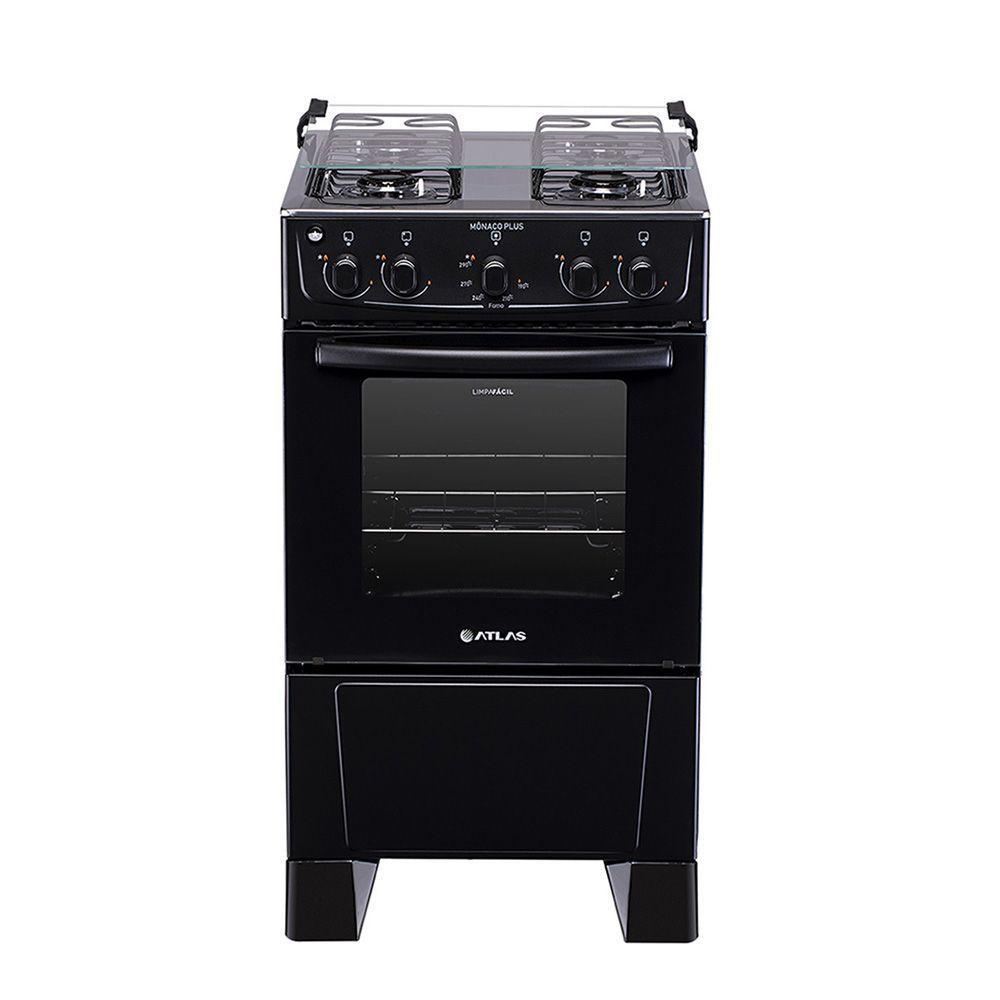 Fogão 4 Bocas Atlas Mônaco Plus Com Mesa Inox E Acendimento Automático Preto Bivolt - 3