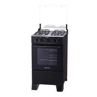 Fogão 4 Bocas Atlas Mônaco Plus Com Mesa Inox E Acendimento Automático Preto Bivolt