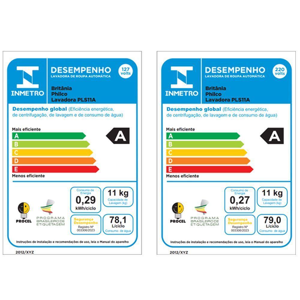Lava E Seca Philco 11Kg PLS11A Eco Invertplus 16 Programas Lavagem Branca 127V - 5