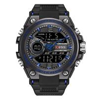Relógio Eletrônico à Prova D\'água Para Esportes Com Visor Duplo E Luz Noturna Azul - 1
