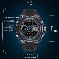 Relógio Eletrônico à Prova D\'água Para Esportes Com Visor Duplo E Luz Noturna Azul - 2