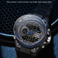 Relógio Eletrônico à Prova D\'água Para Esportes Com Visor Duplo E Luz Noturna Azul - 3