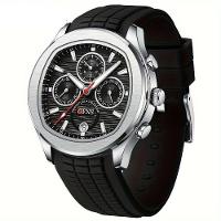 Relógio Ofns Masculino - Brilho Noturno, à Prova D'água 30m, Calendário & Cronômetro Preto Prateado - 1