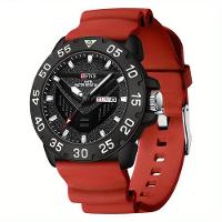 Relógio à Prova D\'água Clássico E Elegante Com Calendário Duplo E Luz Noturna Vermelho - 1