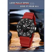 Relógio à Prova D\'água Clássico E Elegante Com Calendário Duplo E Luz Noturna Vermelho - 3