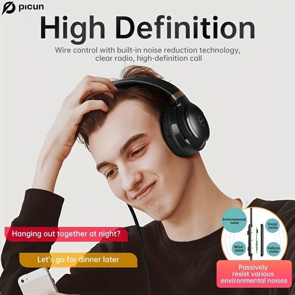 Fone De Ouvido Picun C60 Leves E Dobrveis Com Microfone E Graves Estéreo Preto - 2