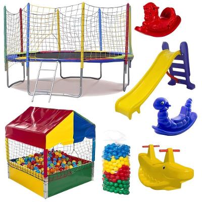 Kit Playground Infantil Kit Pula Pula 3,05m Piscina de Bolinhas 1m Aço Galvanizado UV