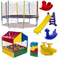 Kit Pula Pula 3,05m + Piscina De Bolinhas 1m + 500 Bolinhas + Escorrega Médio + 2 Gangorra 1l + 1 G2 - 1