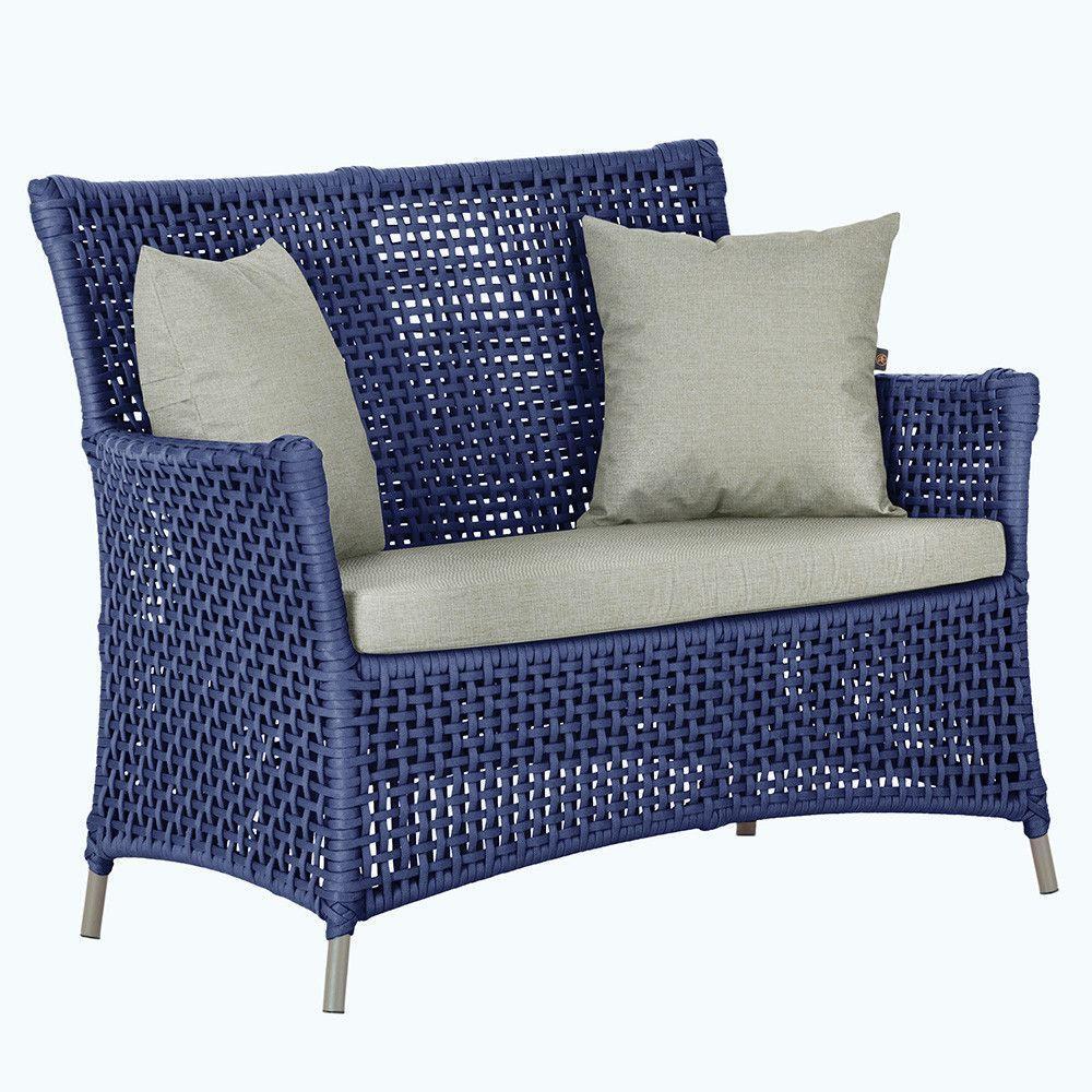 1 Sofá área Externa Igapó Alumínio Fendi Corda Náutica E3 Azul - 1