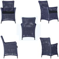 4 Poltronas Igapó Alumínio Pintura Preta Corda Náutica E12 Azul - 3