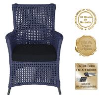 4 Poltronas Igapó Alumínio Pintura Preta Corda Náutica E12 Azul - 5