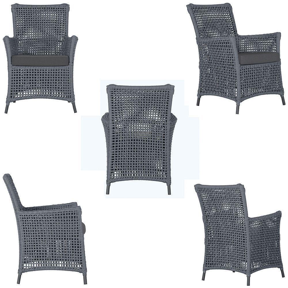 4 Poltronas Igapó Alumínio Pintura Preta Corda Náutica E11 Prata - 3