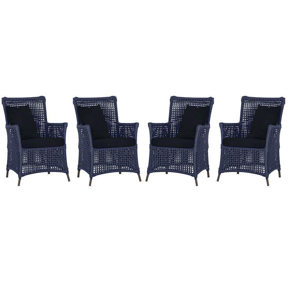 4 Poltronas Igapó Alumínio Pintura Marrom Corda Náutica E12 Azul - 1