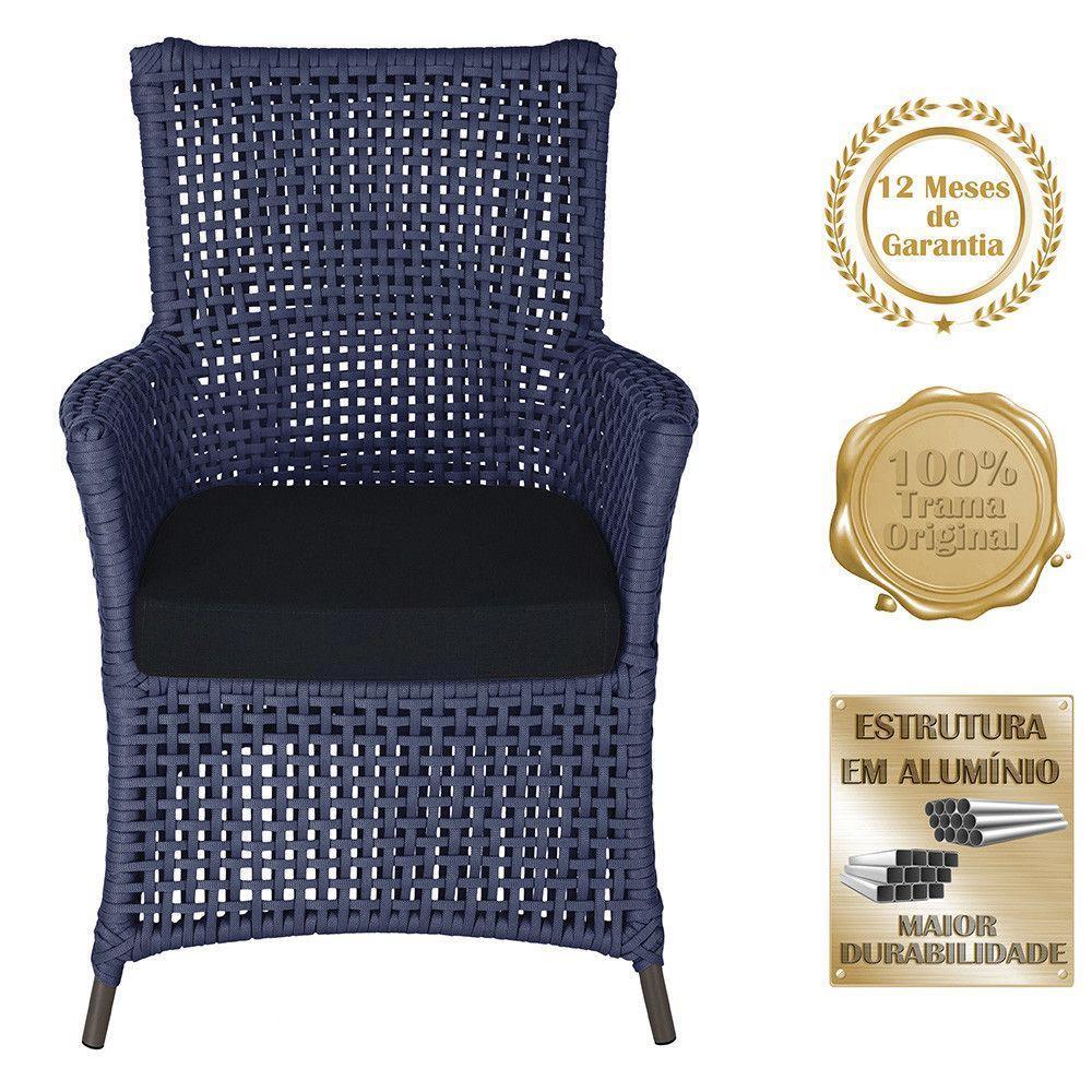 4 Poltronas Igapó Alumínio Pintura Marrom Corda Náutica E12 Azul - 5