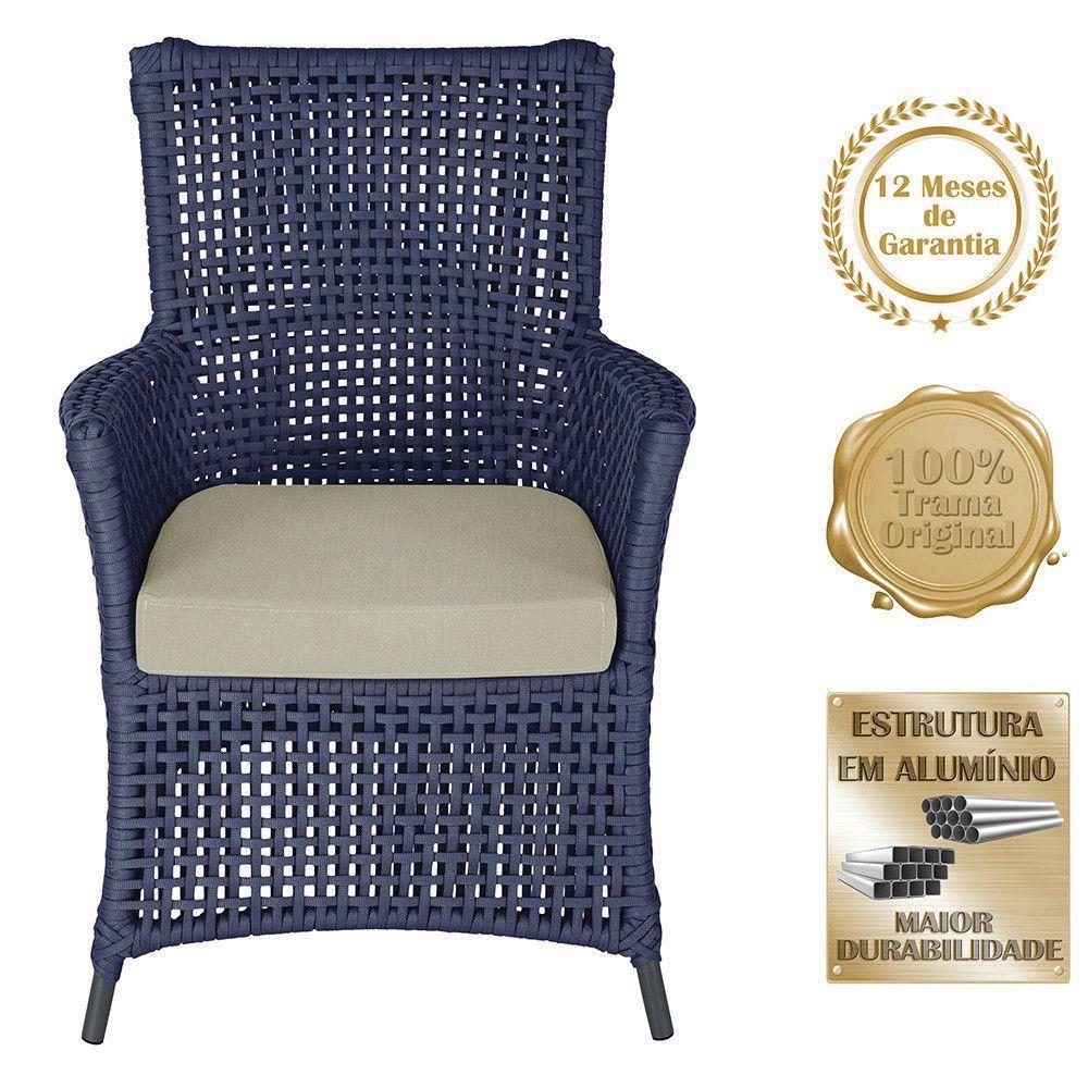 4 Poltronas Igapó Alumínio Pintura Preta Corda Náutica E7 Azul - 5