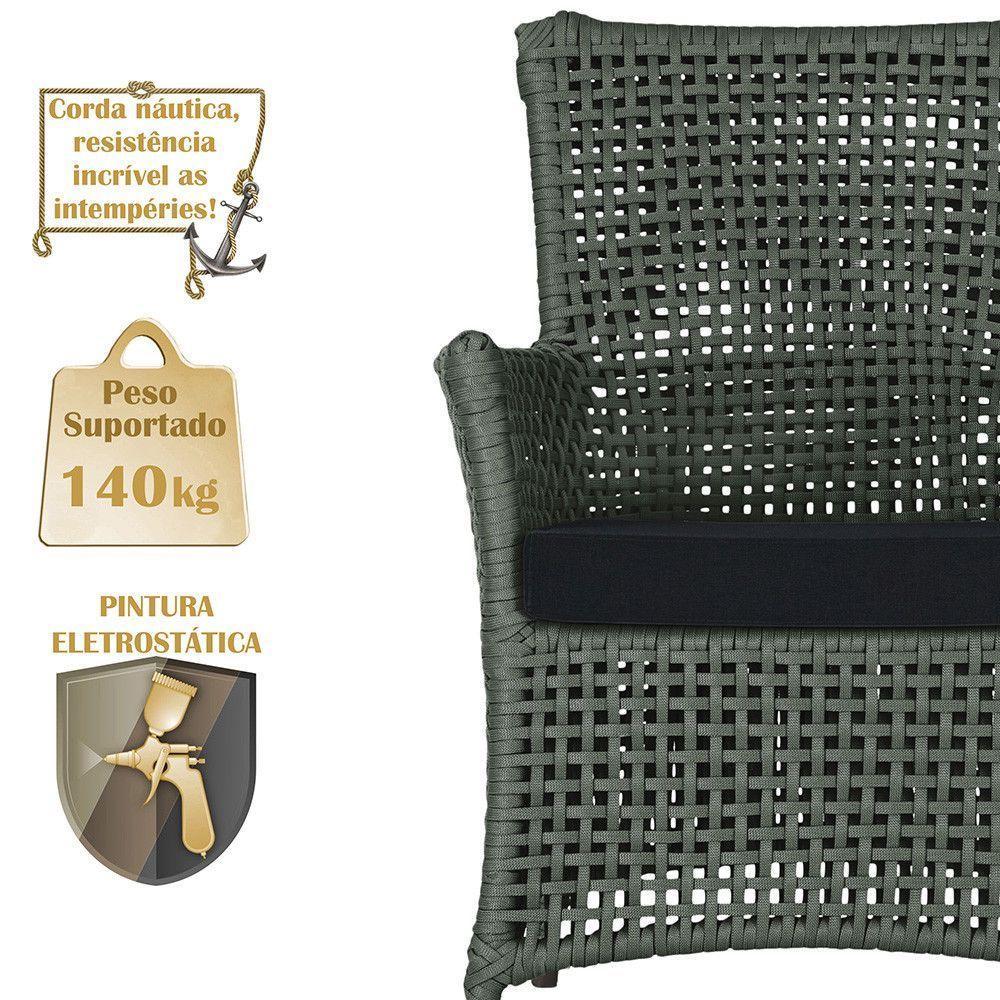 4 Poltronas Igapó Alumínio Pintura Marrom Corda Náutica E12 Verde - 3