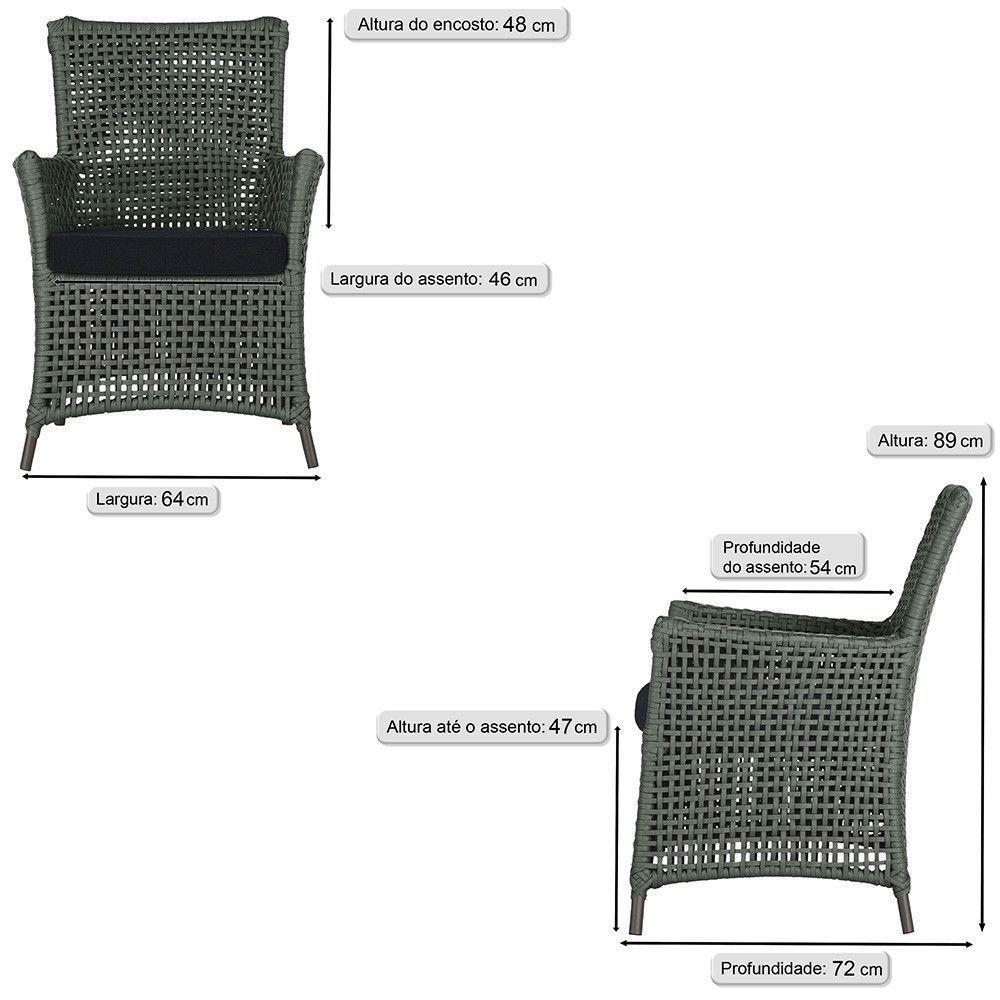 4 Poltronas Igapó Alumínio Pintura Marrom Corda Náutica E12 Verde - 5