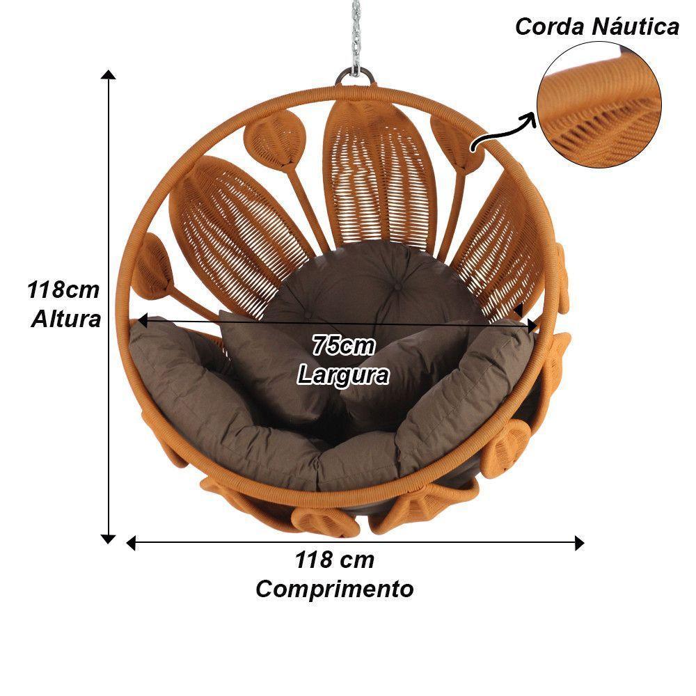 Balanço Petala Corda Náutica Alumínio Jardim Trama Original Terra Cota - 6