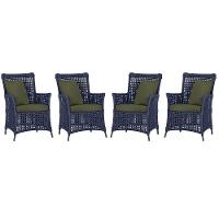 4 Poltronas Igapó Alumínio Pintura Preta Corda Náutica E13 Azul - 1