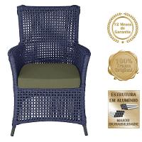 4 Poltronas Igapó Alumínio Pintura Preta Corda Náutica E13 Azul - 3