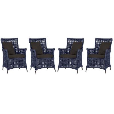 Kit 4 Poltronas Igapó Alumínio Corda Náutica Marrom Azul Trama Móveis