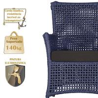 4 Poltronas Igapó Alumínio Pintura Marrom Corda Náutica E9 Azul