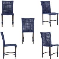 Mesa Ascoli 4 Cadeiras Cannes De Alumínio Trama Azul - 1