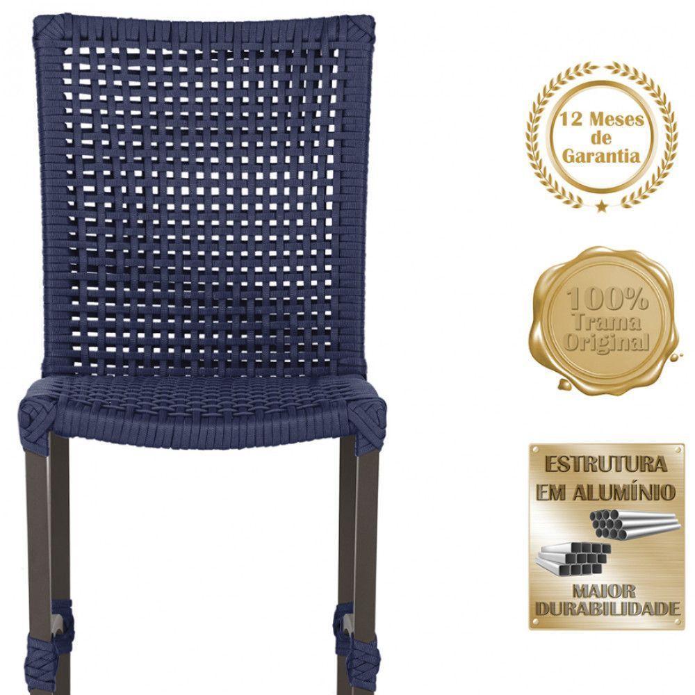 Mesa Ascoli 120 Cm Com 6 Cadeiras Cannes De Alumínio Trama Azul - 4