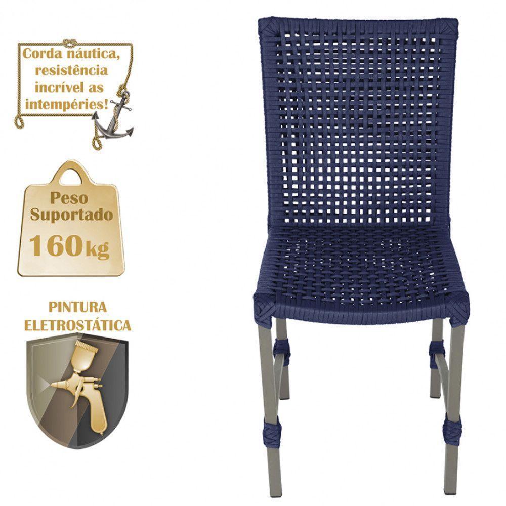 Mesa Ascoli 120 Cm Com 6 Cadeiras Cannes De Alumínio Trama Azul - 3