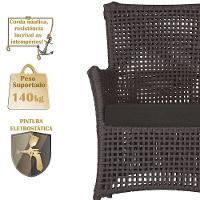 4 Poltronas E 1 Mesa Igapó Alumínio Preta Corda Náutica E9 Marrom