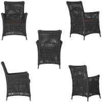 4 Poltronas E 1 Mesa Igapó Alumínio Preta Corda Náutica E9 Preto - 3