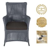 4 Poltronas E 1 Mesa Igapó Alumínio Preta Corda Náutica E9 Prata - 5